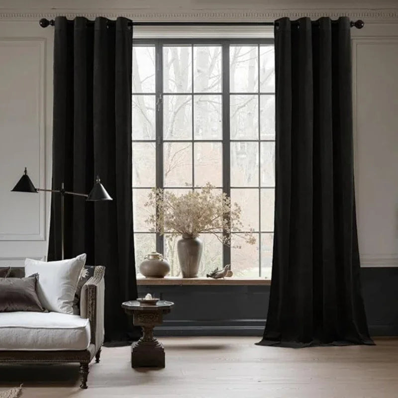 Black Semi-Blackout Window Curtains