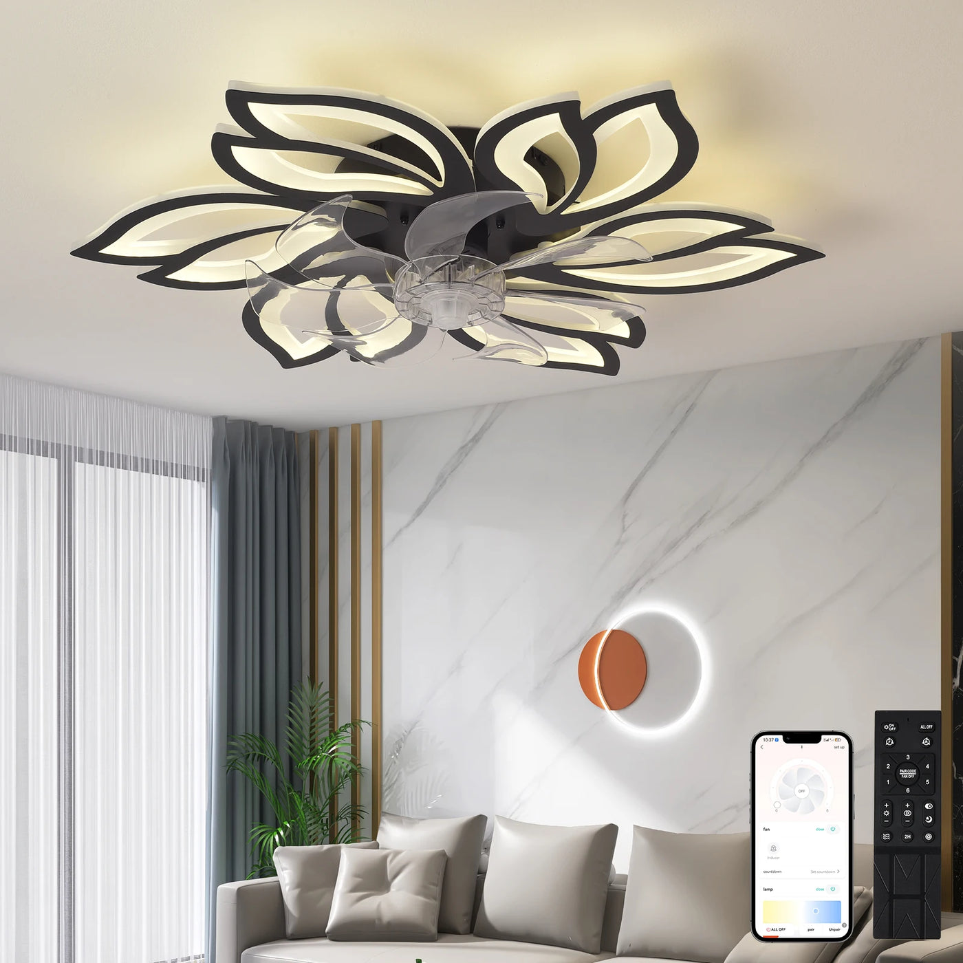 26-Inch Remote-Control Ceiling Fan with Light — detail view