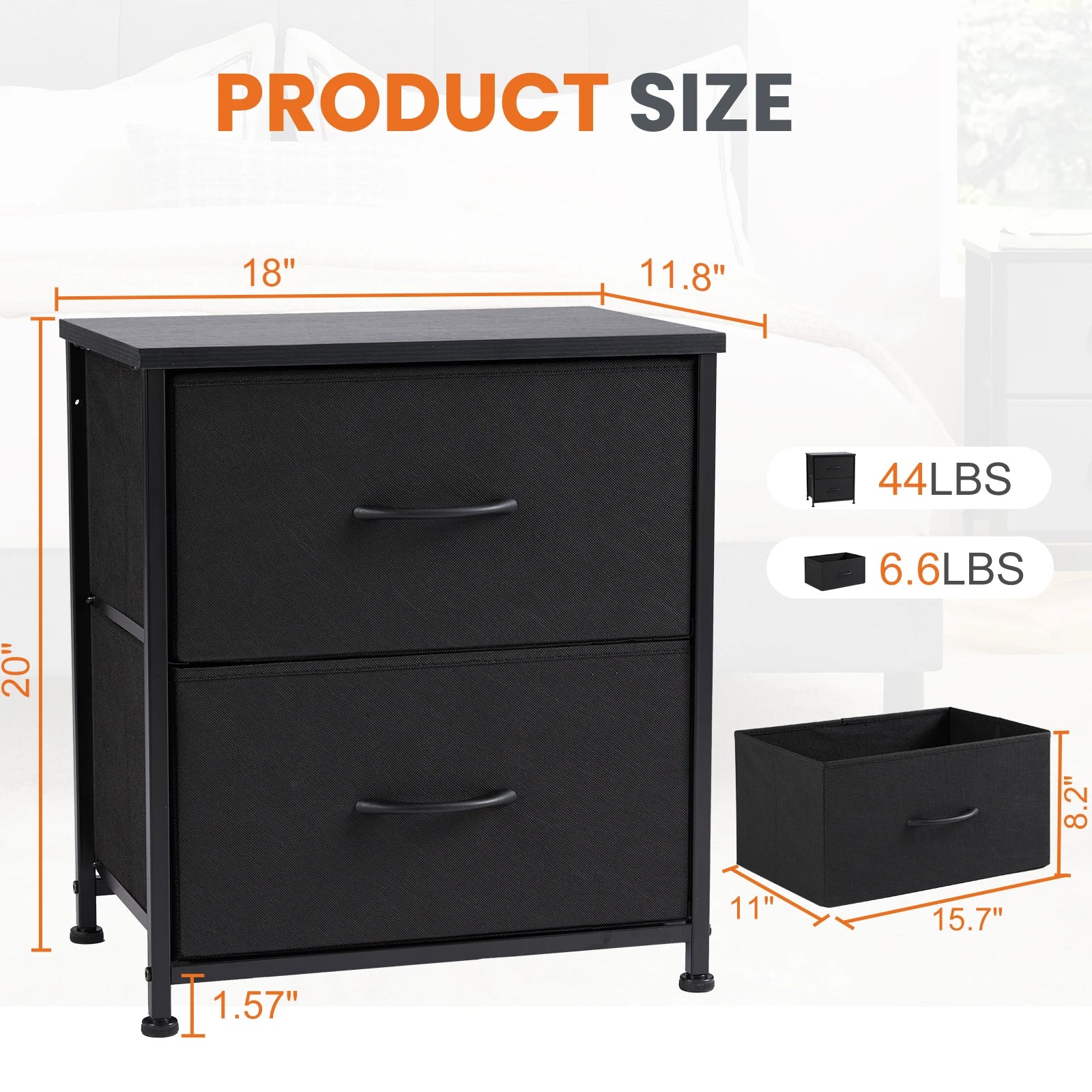 Fabric Drawer Nightstand