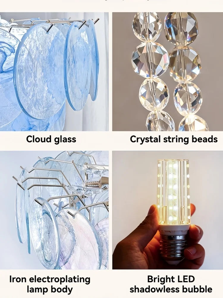 Murano-Style Blue Luxury Glass Chandelier