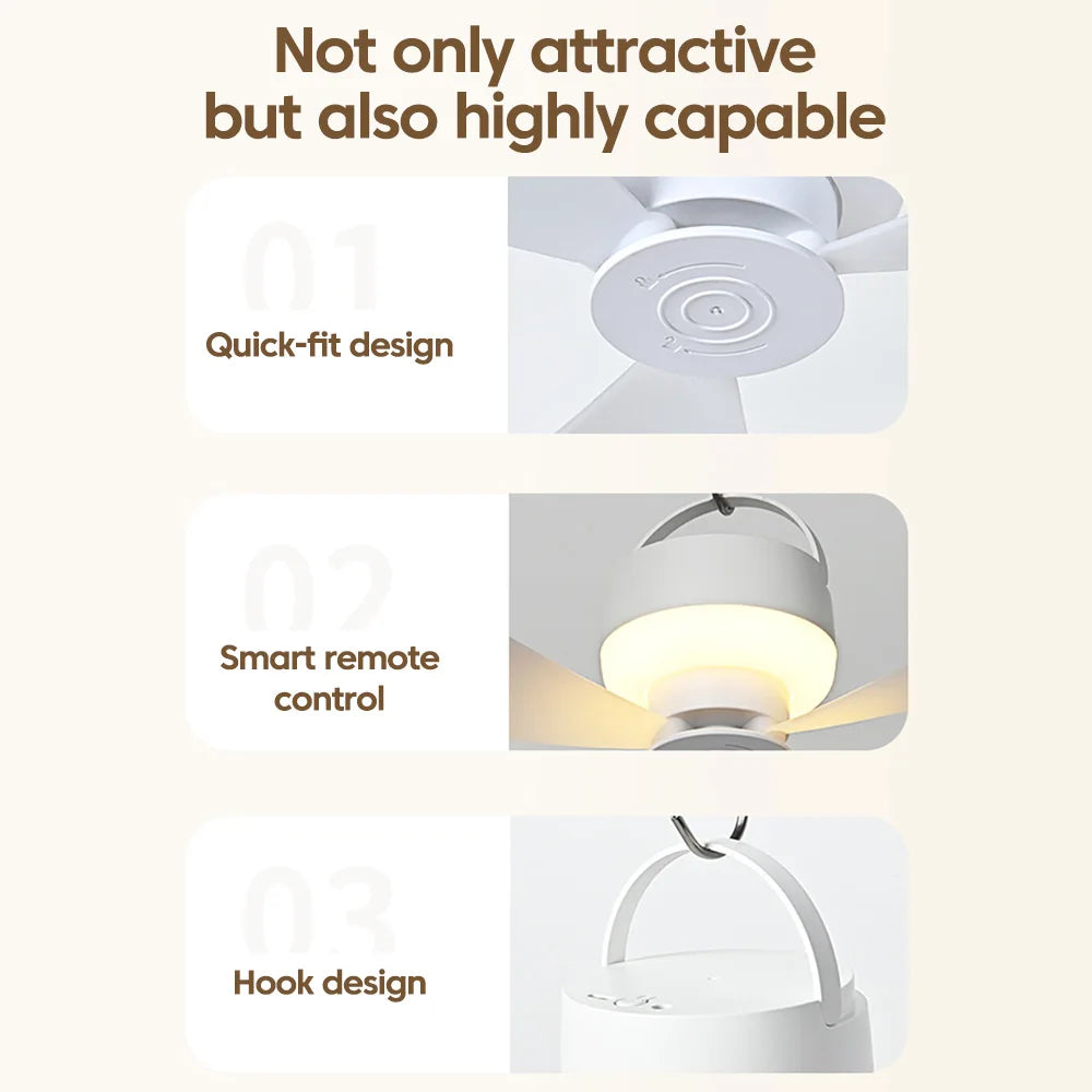 Remote-Control Outdoor LED Ceiling Fan with Light