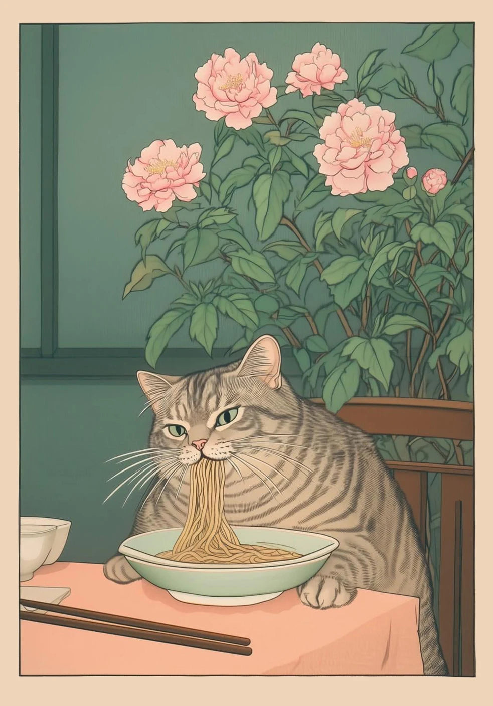 Japanese Cat Bath Canvas Print