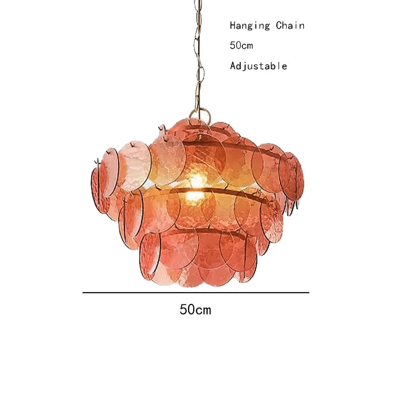 Green & Amber Cut-Glass LED Chandelier