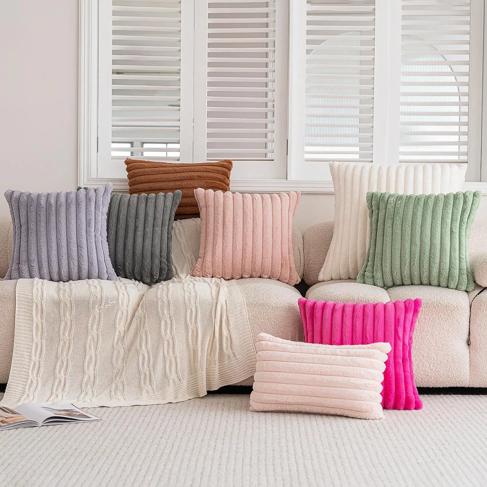 PlushStripe Cushion Cover