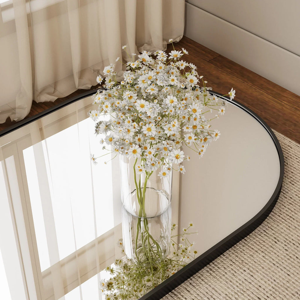 Multi-Size Black Arched Floor Mirror