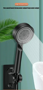 High Pressure Shower Head 5 Modes Adjustable Showerheads with Hose Water Saving One-Key Stop Spray Nozzle Bathroom Accessories