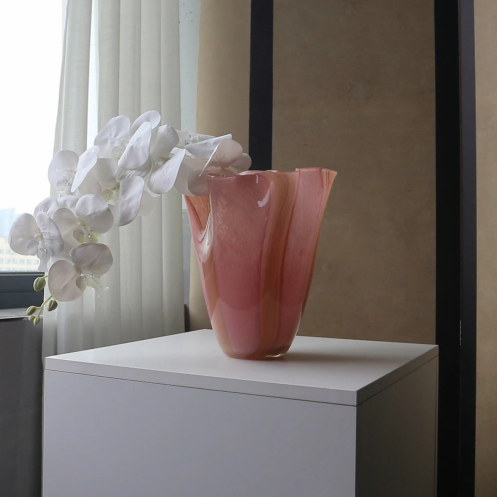 Wide-Mouth Contemporary Glass Vase