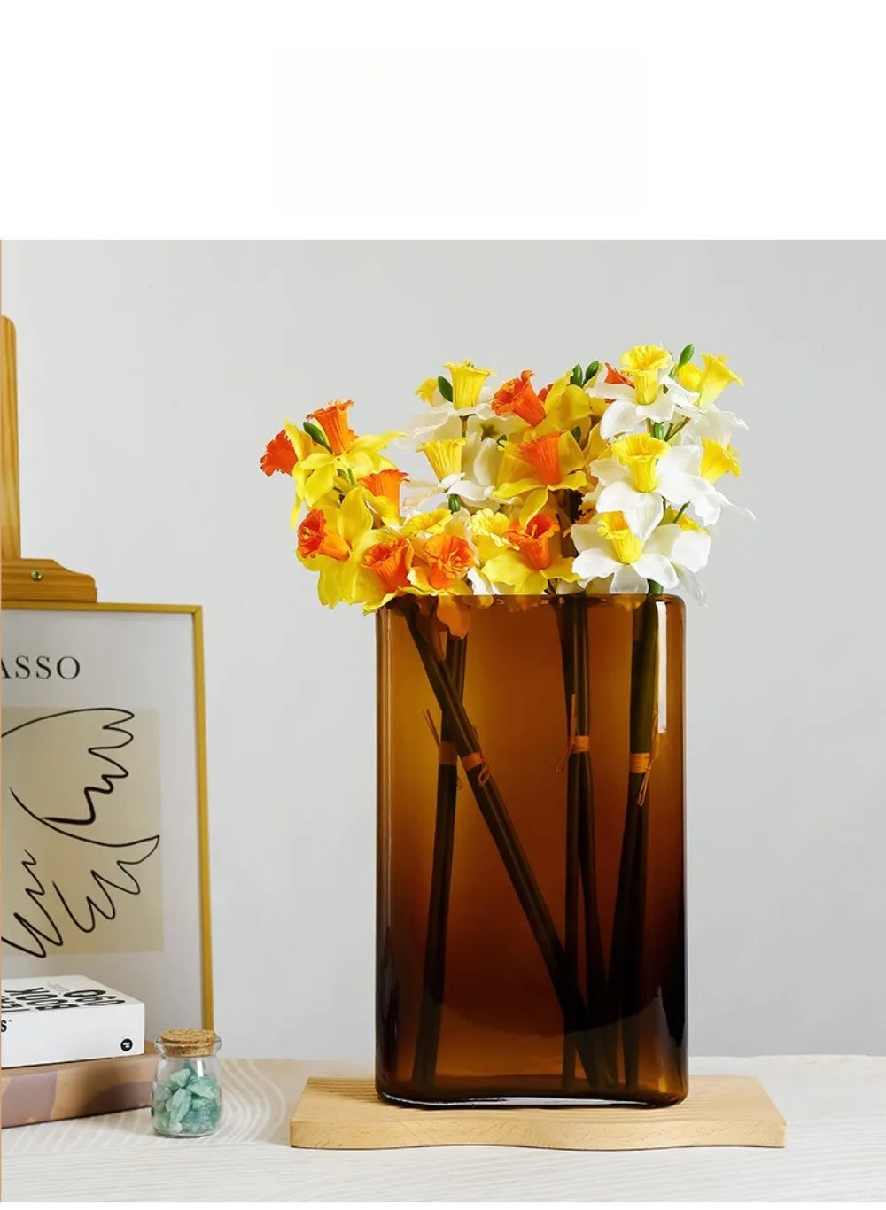 Amber Cylinder Glass Vase