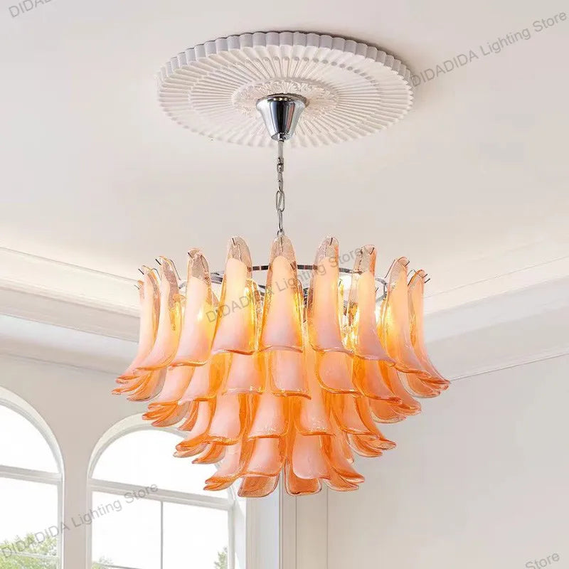 Murano-Style Multicolor Horseshoe Glass Pendant Light