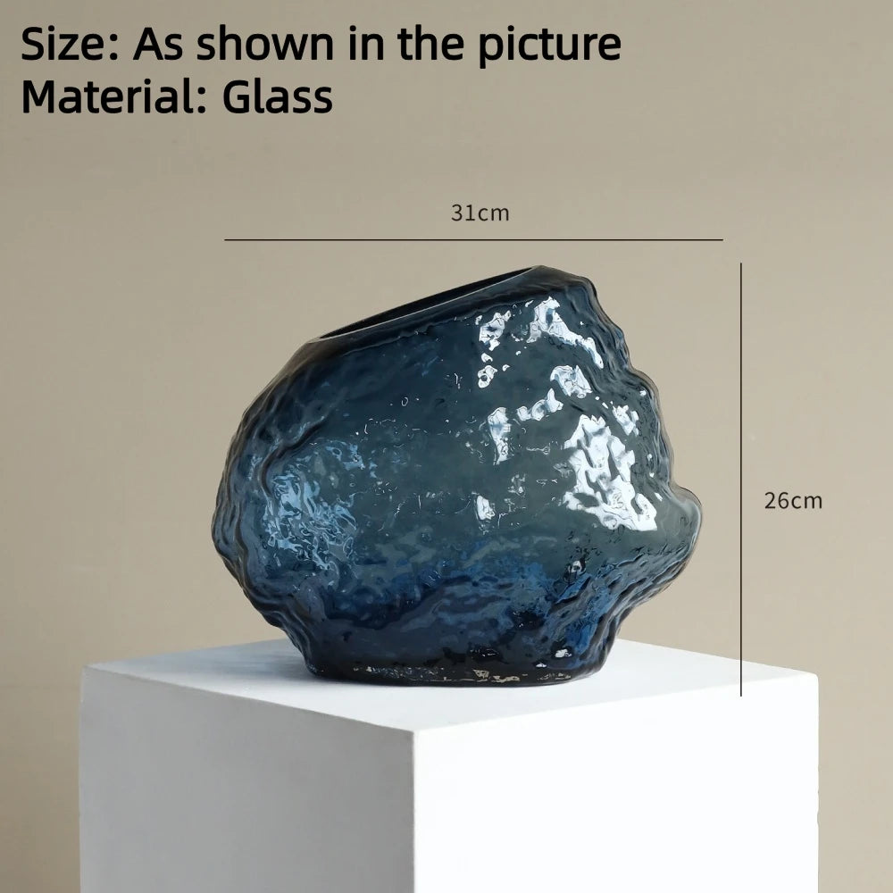 Rock-Textured Nordic Glass Vase