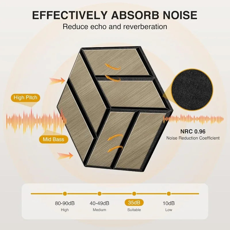 Wood-Grain Hexagonal Acoustic Panels