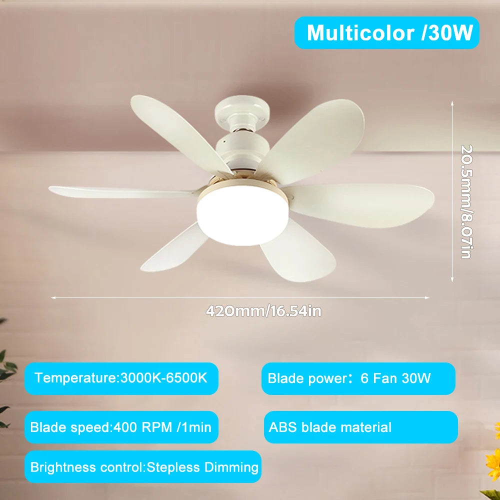 20-40w Smart Remote-Control LED Ceiling Fan with Light