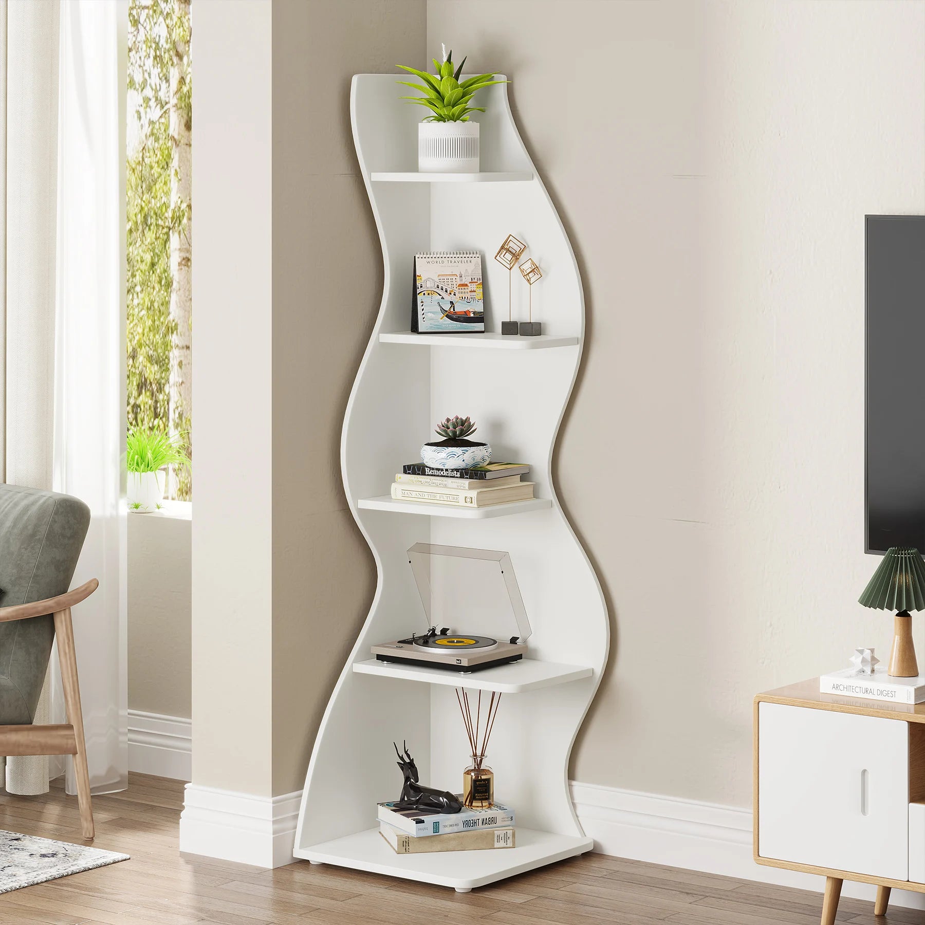 5-Tier Corner Bookshelf