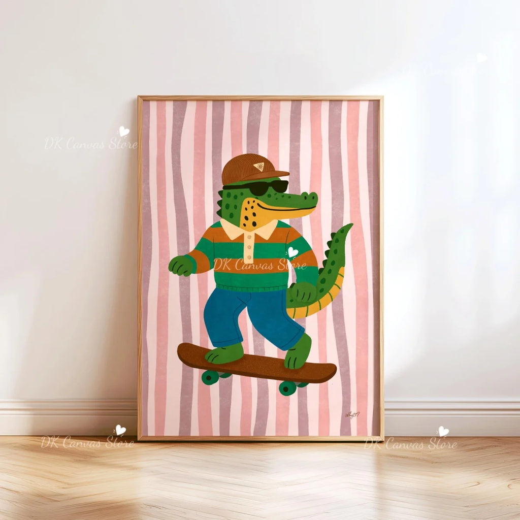 Skateboarding Dachshund Canvas Print