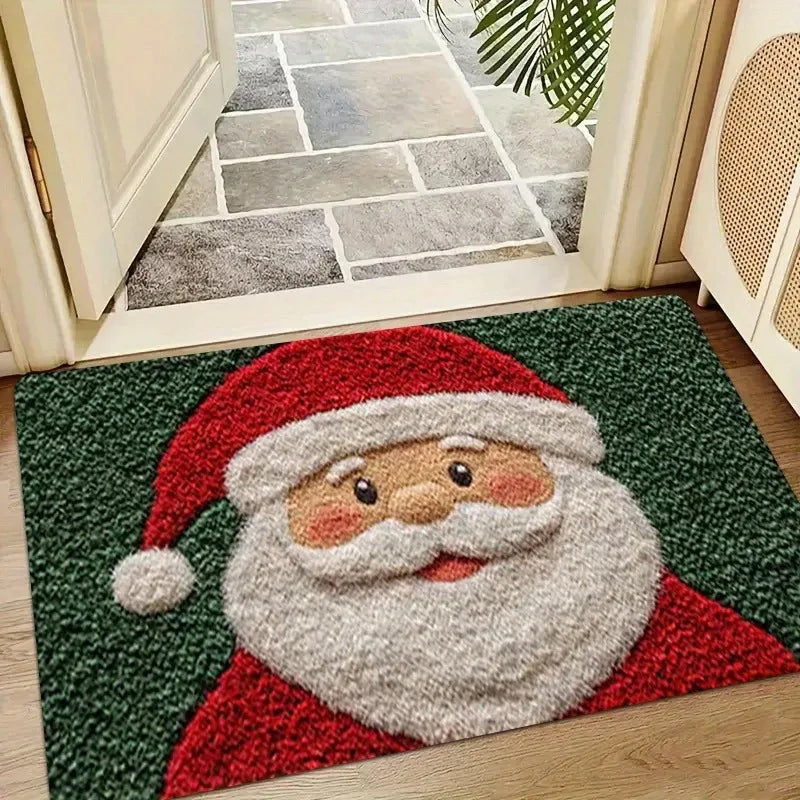 Gingerbread & Santa Christmas Door Mat