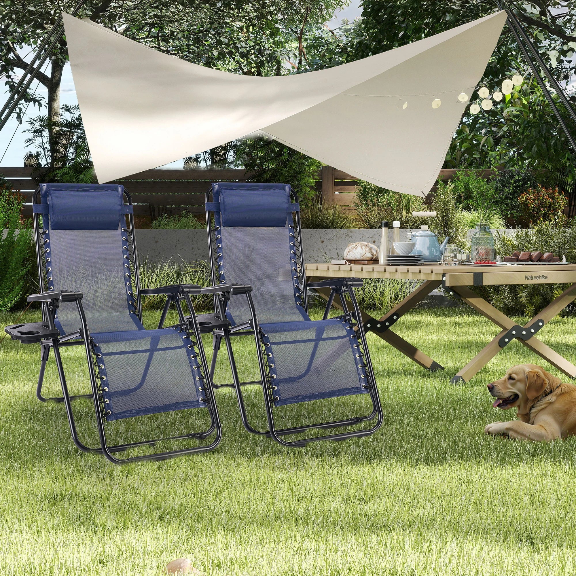 Set of 2 Zero-Gravity Outdoor Recliners
