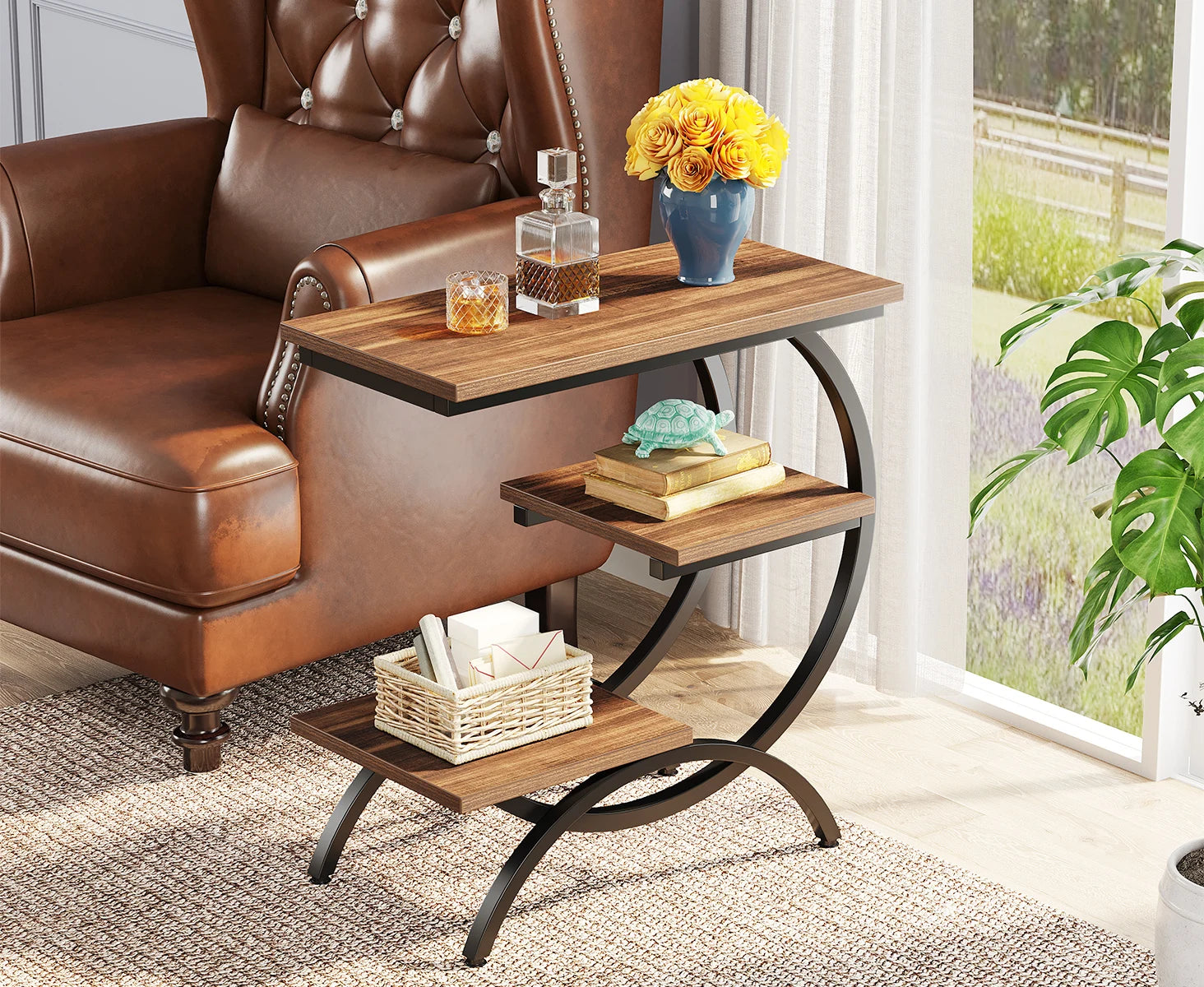 3-Tier C-Shaped Side Table
