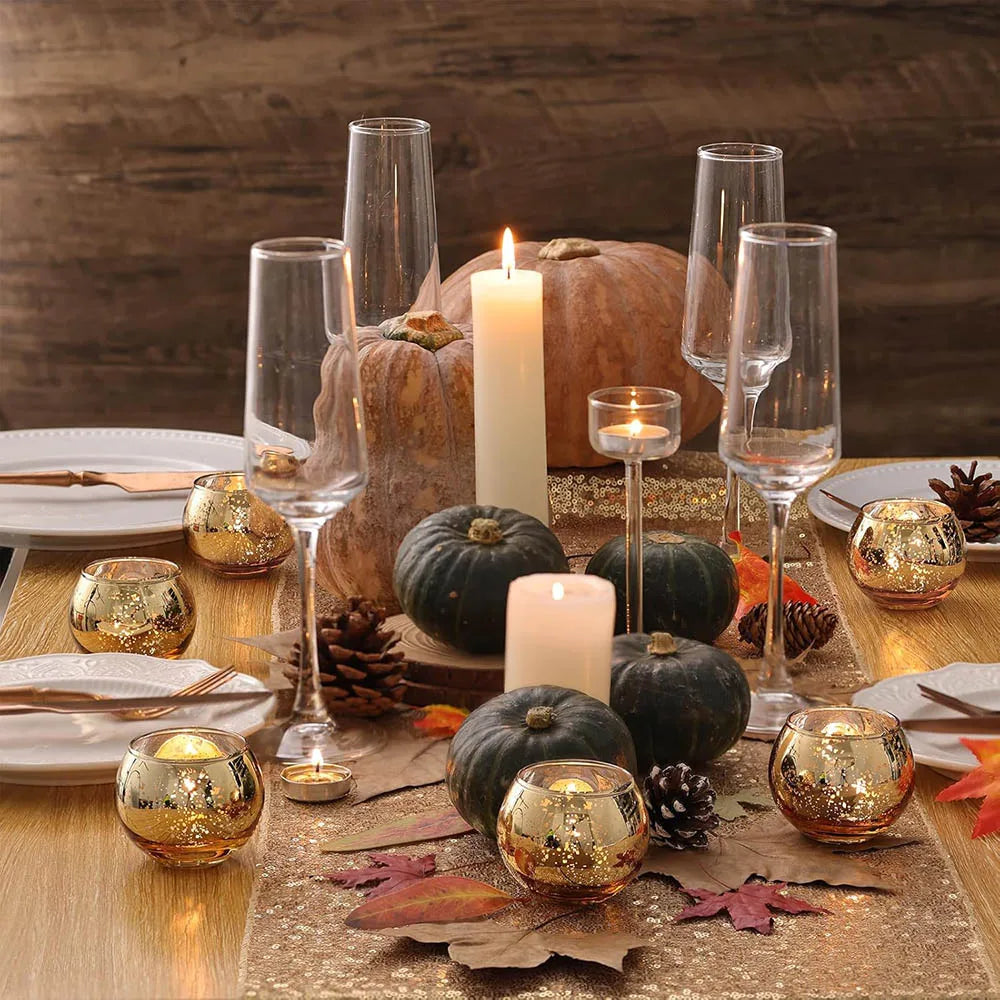 Mercury Gold Votive Candle Holder Set