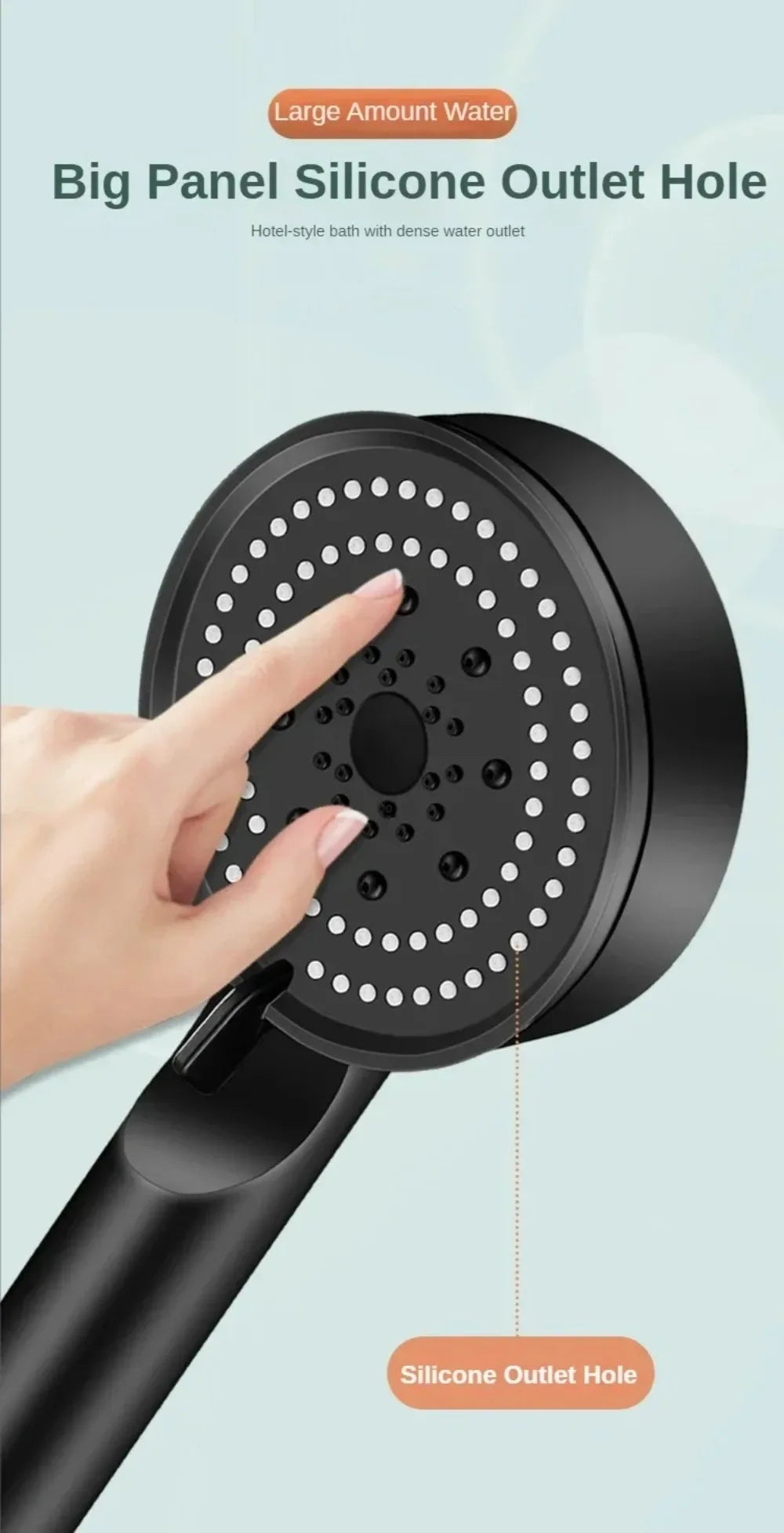 High Pressure Shower Head 5 Modes Adjustable Showerheads with Hose Water Saving One-Key Stop Spray Nozzle Bathroom Accessories