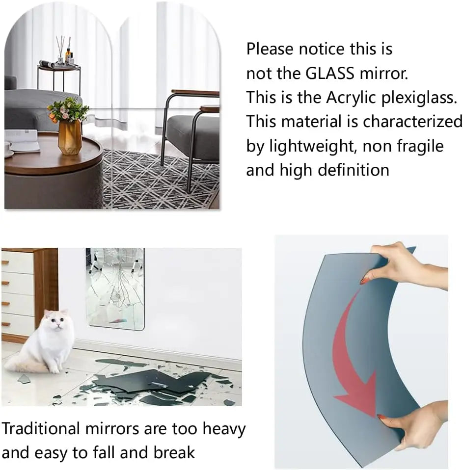 Glass Acrylic Arched Wall Mirror
