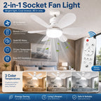 E27 Dimmable Remote-Control LED Ceiling Fan with Light