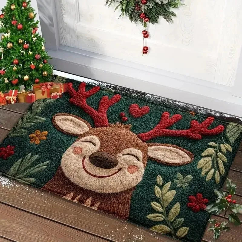 Gingerbread & Santa Christmas Door Mat