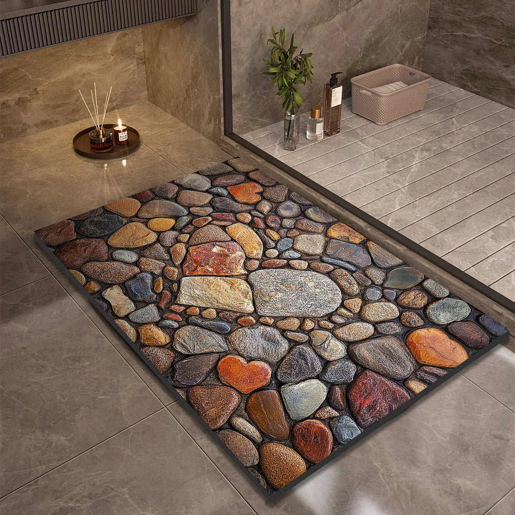 Stone Design Diatomite Bath Mat Bathroom Non-slip Shower Foot Mats Absorbent Quick Dry Toilet Rugs Carpet Doormat Washable
