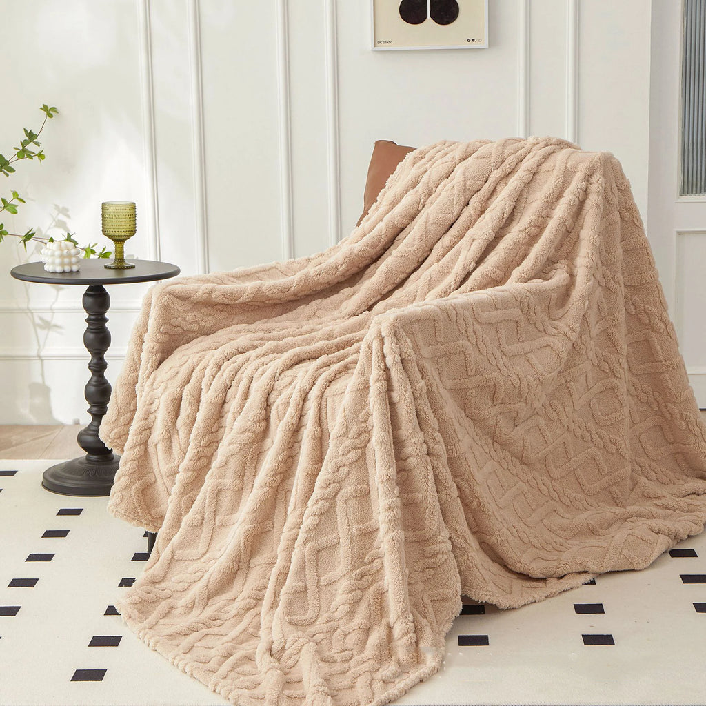 Plush Sherpa Travel Throw Blanket