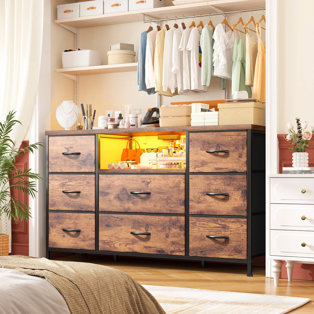 8-Drawer Media Dresser with Charging Station