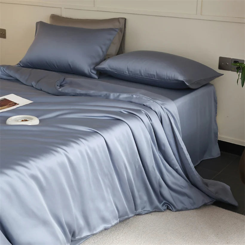 Mulberry Silk Bedding Set Luxury Natural 100% Silk Duvet Cover Set Bed Sheet Pillowcase Single Double Bedsheet King Queen Size