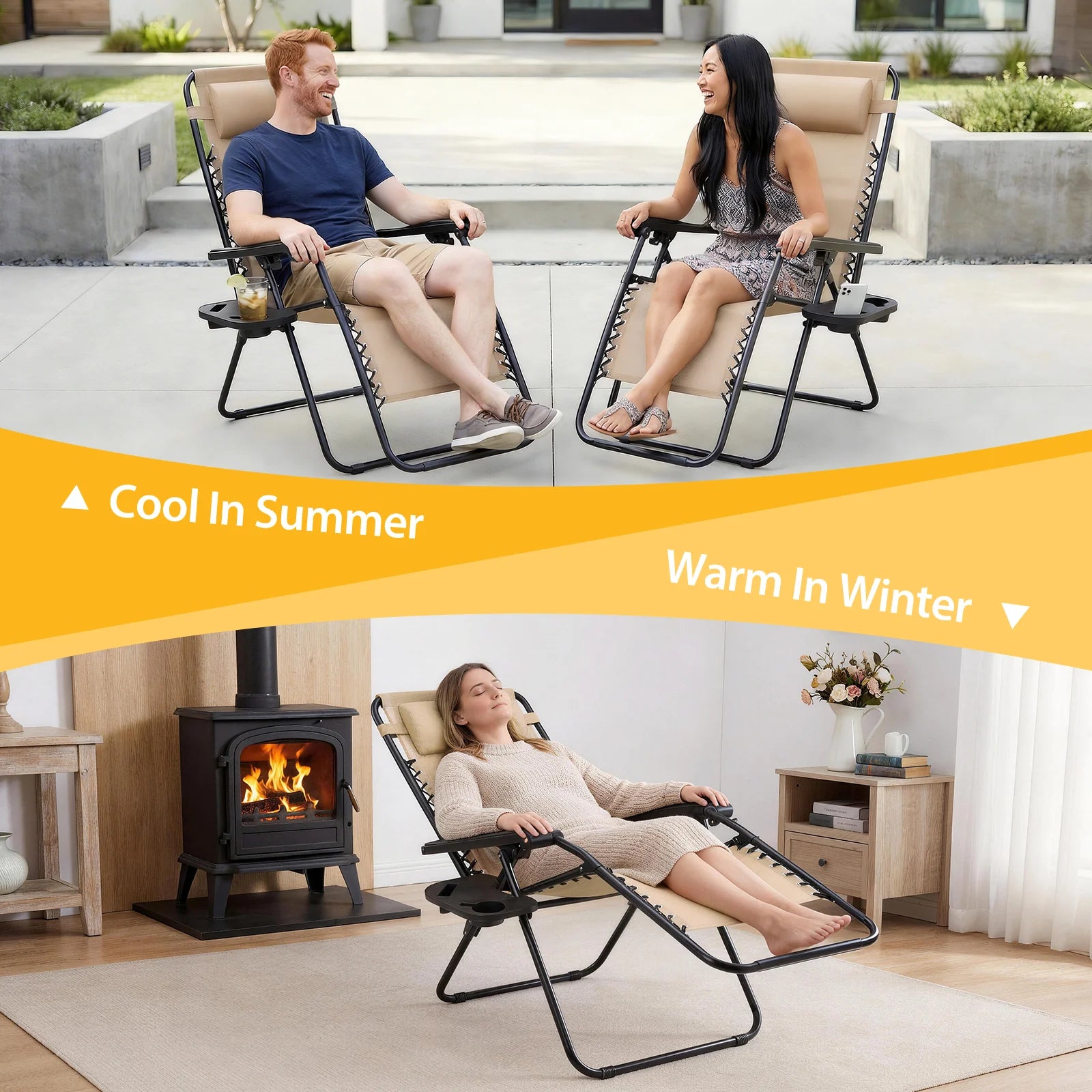 Set of 2 Zero-Gravity Outdoor Recliners