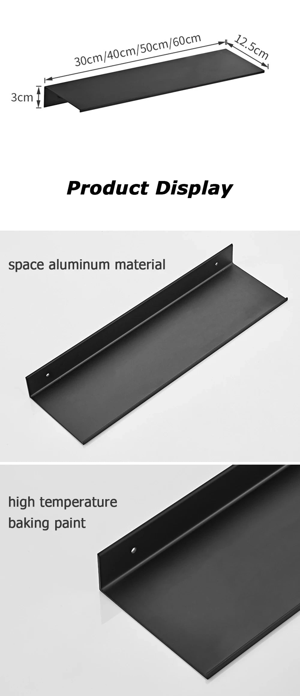 Wall-Mounted Aluminum Bathroom Shelf