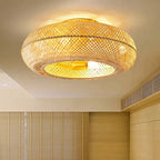 Bamboo Remote-Control Ceiling Fan with Light