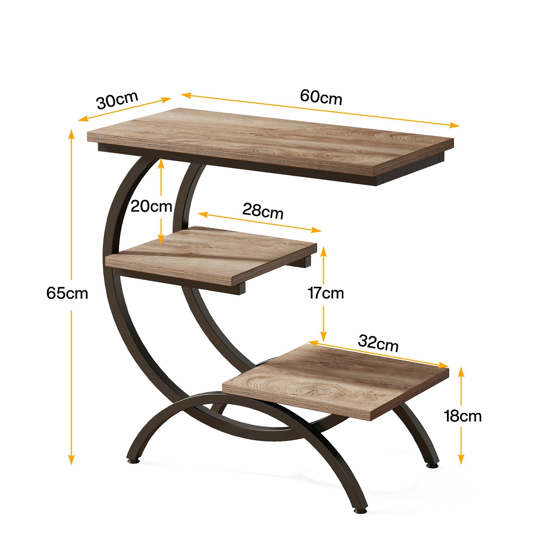 3-Tier C-Shaped Side Table