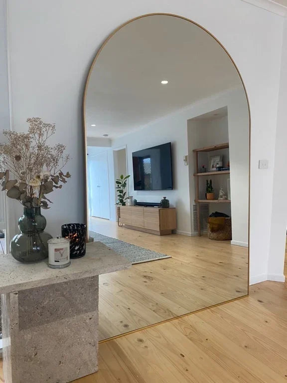 Minimalist Black Metal Arched Mirror