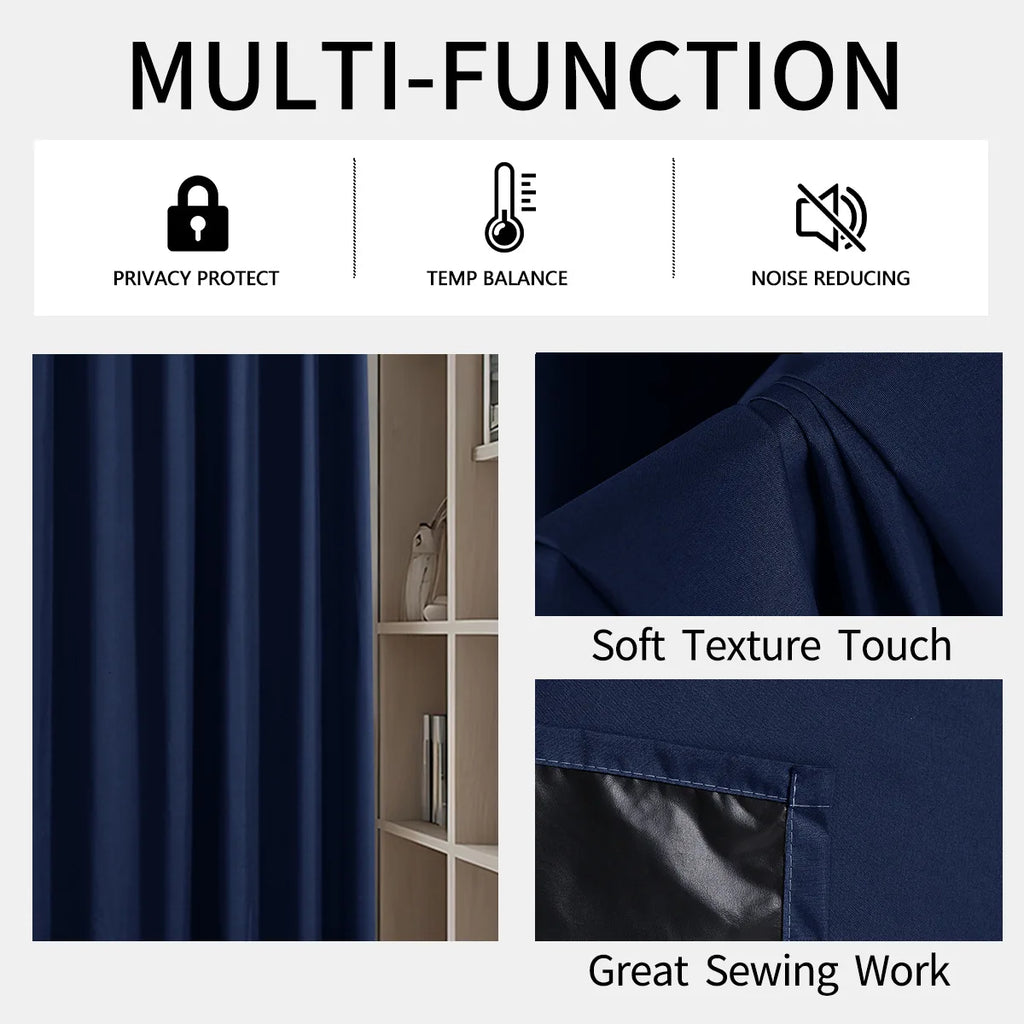Custom Size 1Pc Hook 100% Blackout Curtains for Living Room Bedroom Thermal Insulated Waterproof Window Decor 창문커텐 Door Blinds