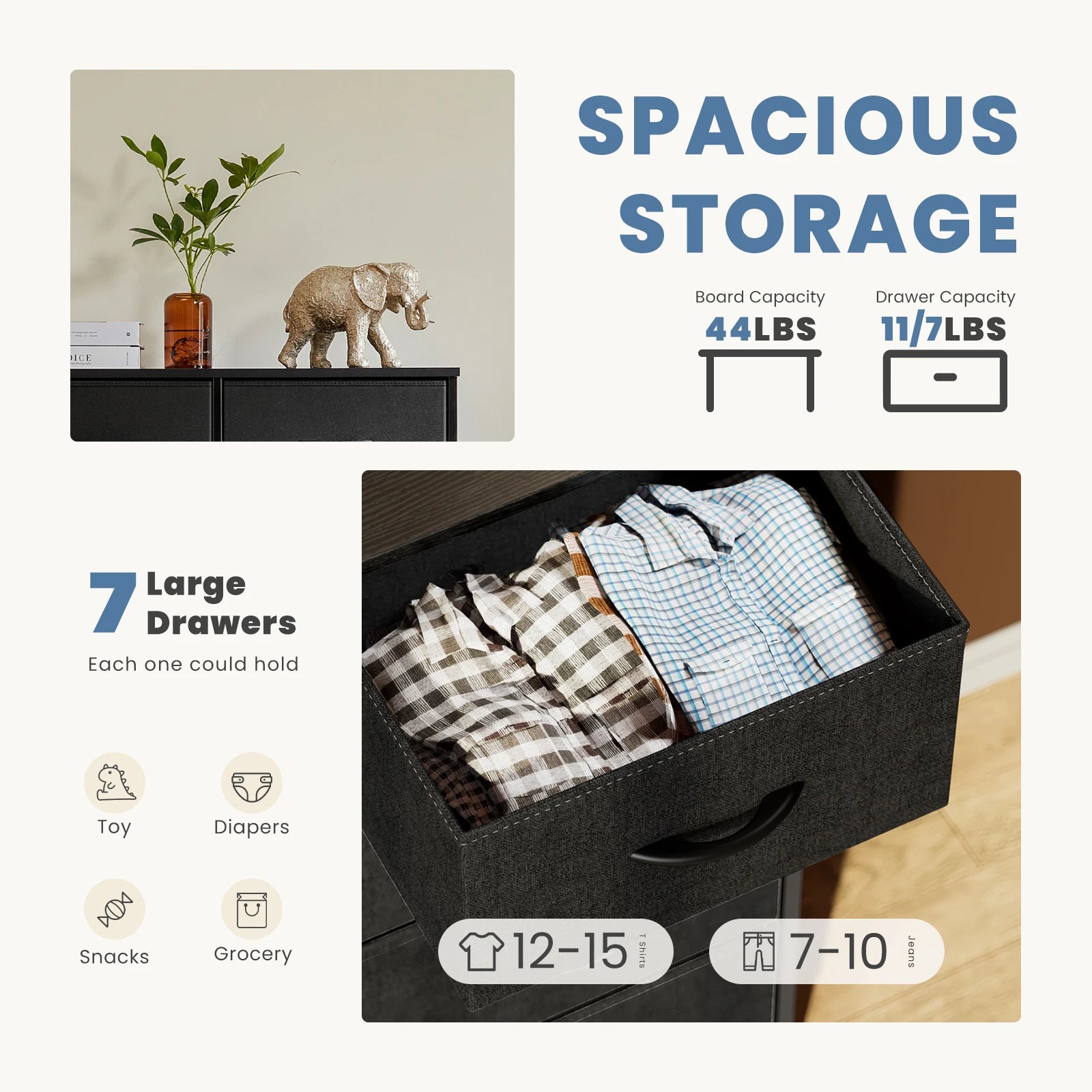 7-Drawer Fabric Dresser