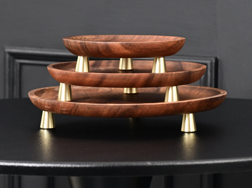 Round Wooden Serving & Display Tray