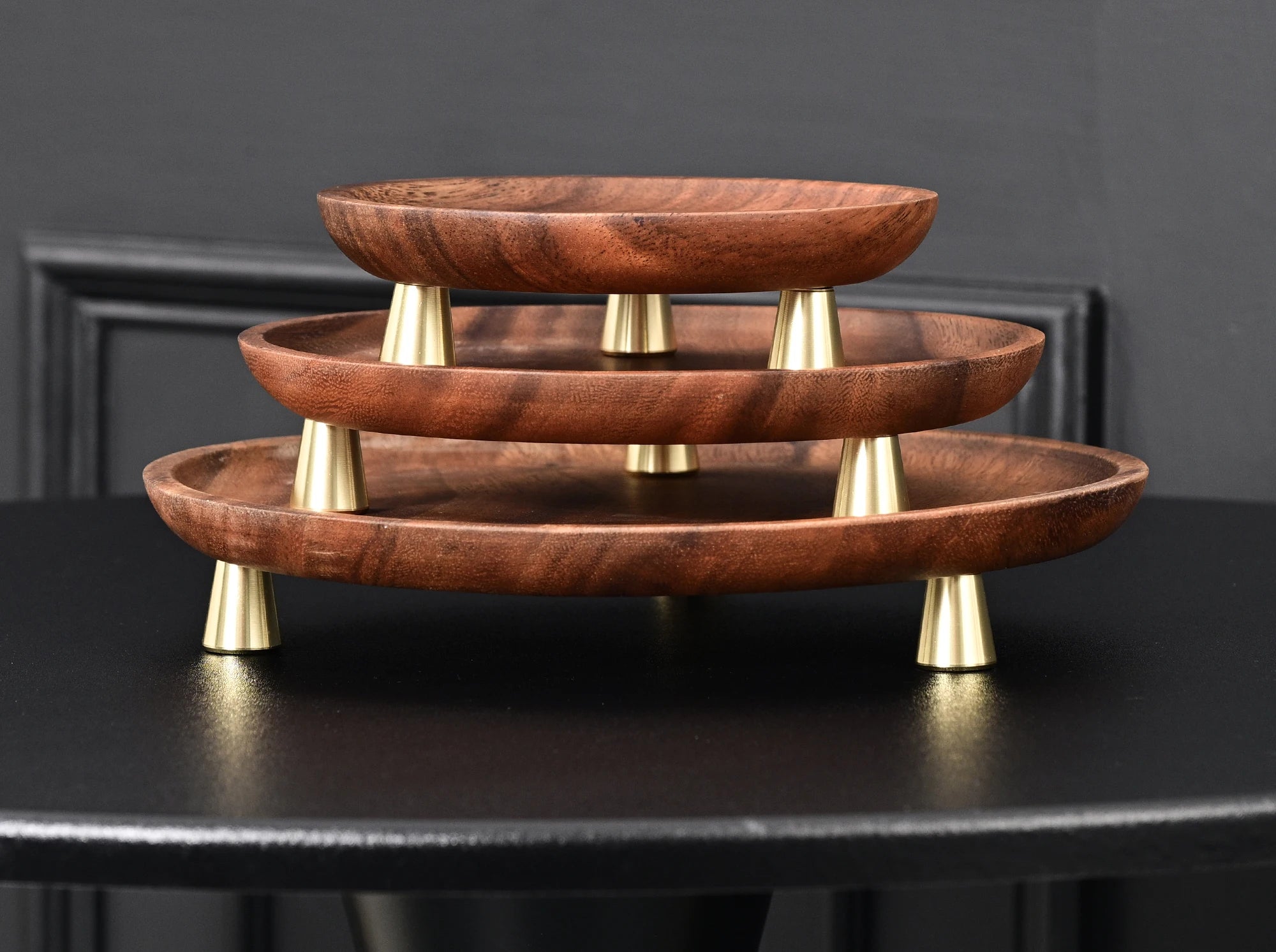 Round Wooden Serving & Display Tray