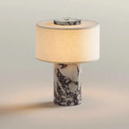 Retro Luxury Beside Lamp Natural Marble Table Fabric