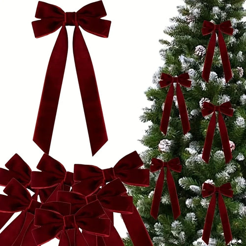10-Piece Velvet Christmas Bow Set