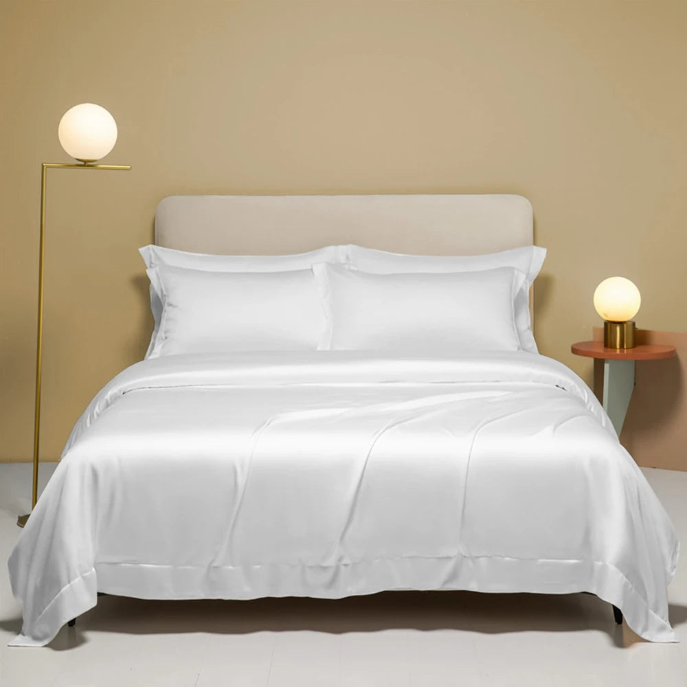 Liv-Esthete Noble 100% Silk Bedding Set Blue Gray Summer Duvet Cover Pillow Case Bed Sheet Quilt Cover Double King Queen Sets