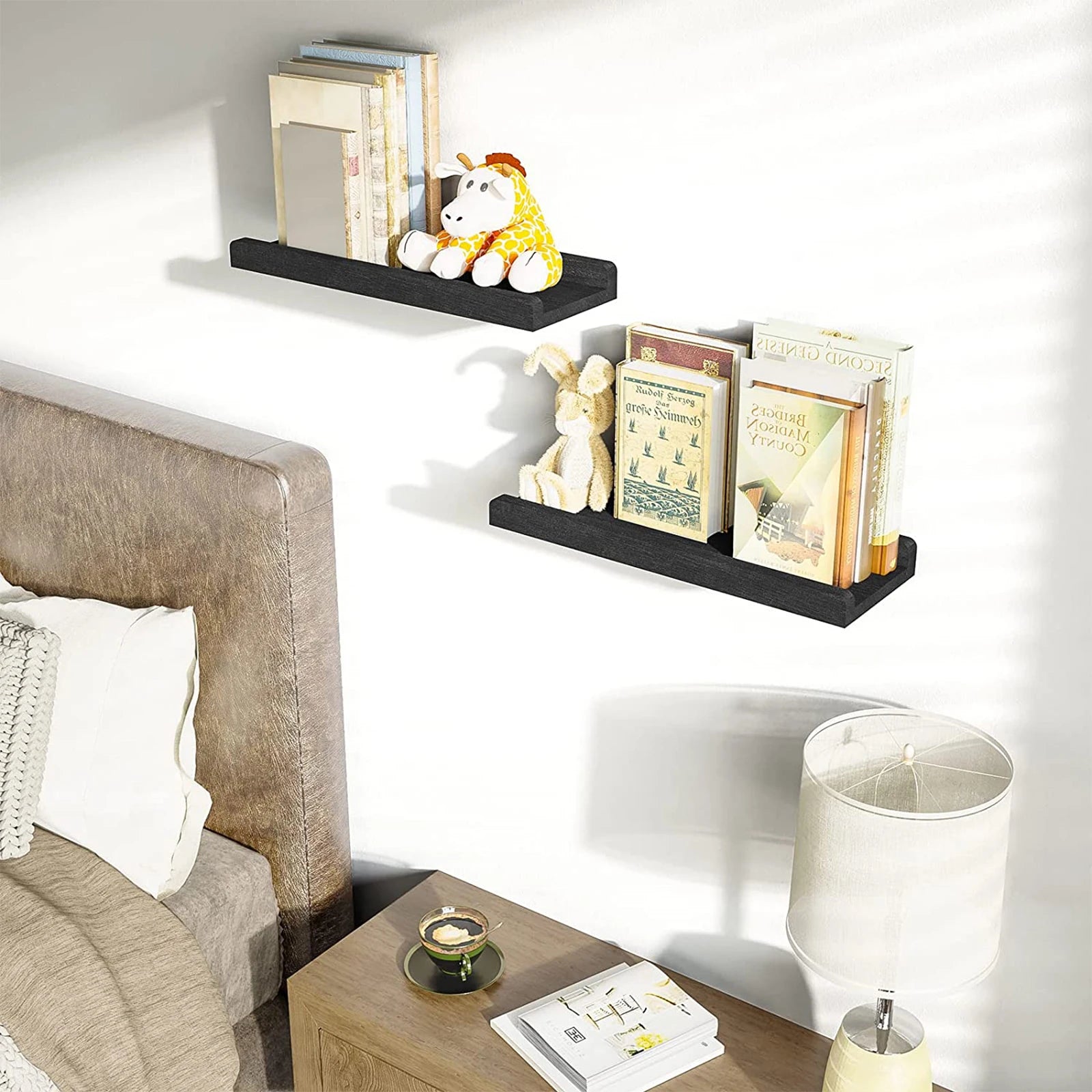 Rustic Wood Floating Shelves - Set of 2