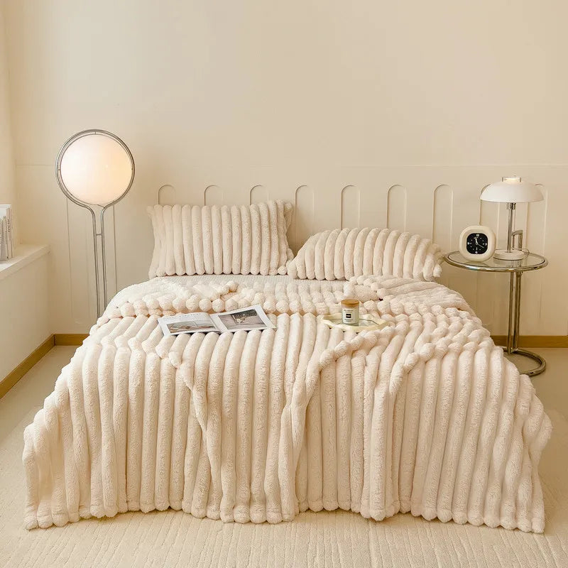 Faux Rabbit Fur Throw Blanket