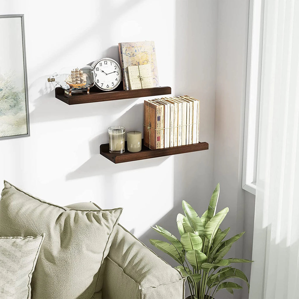 Rustic Wood Floating Shelves - Set of 2
