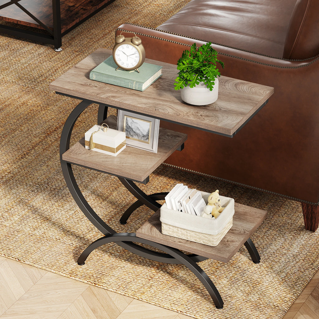 3-Tier C-Shaped Side Table