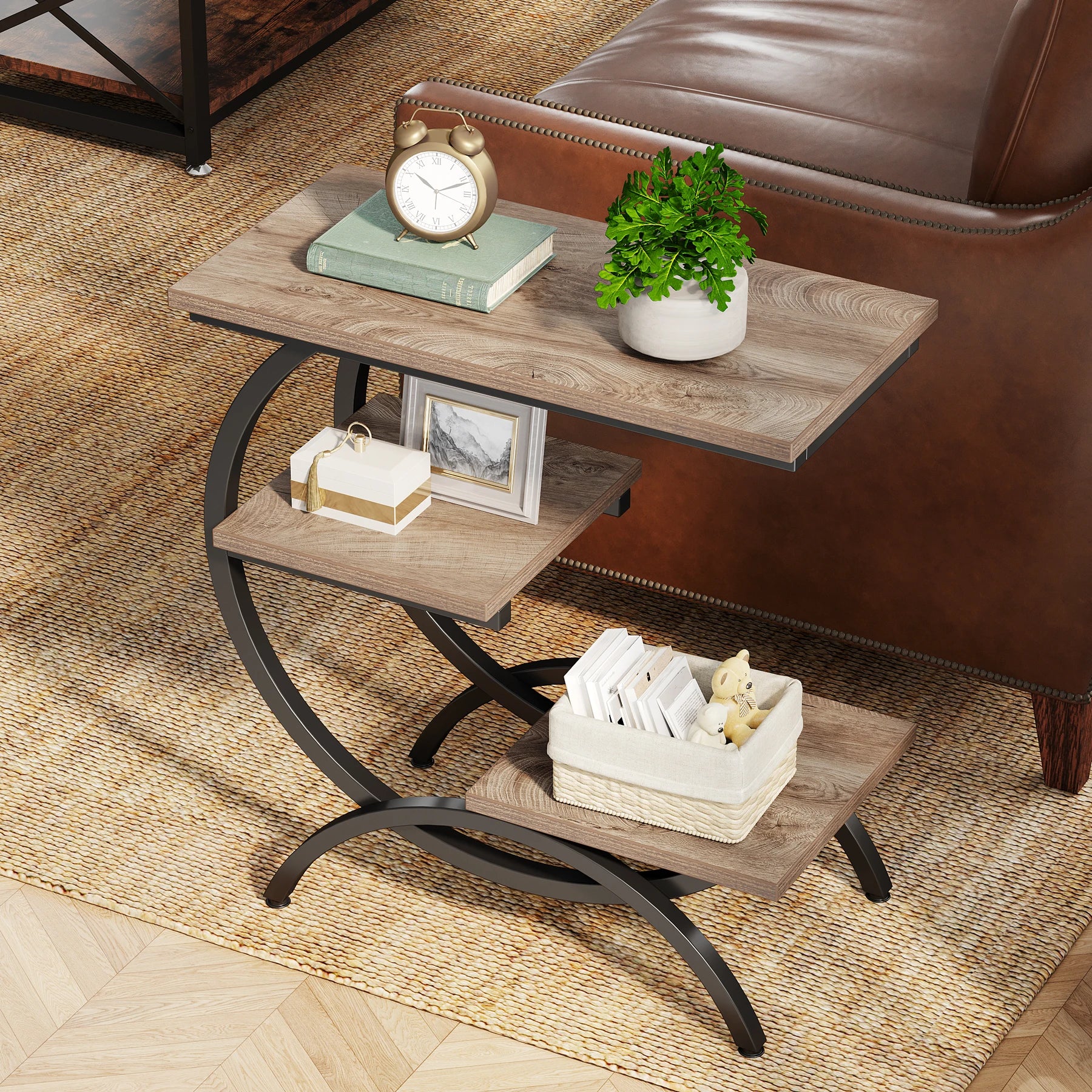 3-Tier C-Shaped Side Table