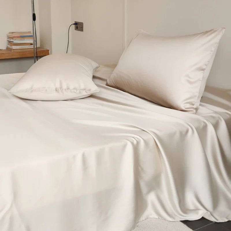 100% Silk Bed Sheet Set Luxury Mulberry Silk Bedding Sets Twin Full Double Queen King Size Fitted Sheet Flat Sheet Pillowcase
