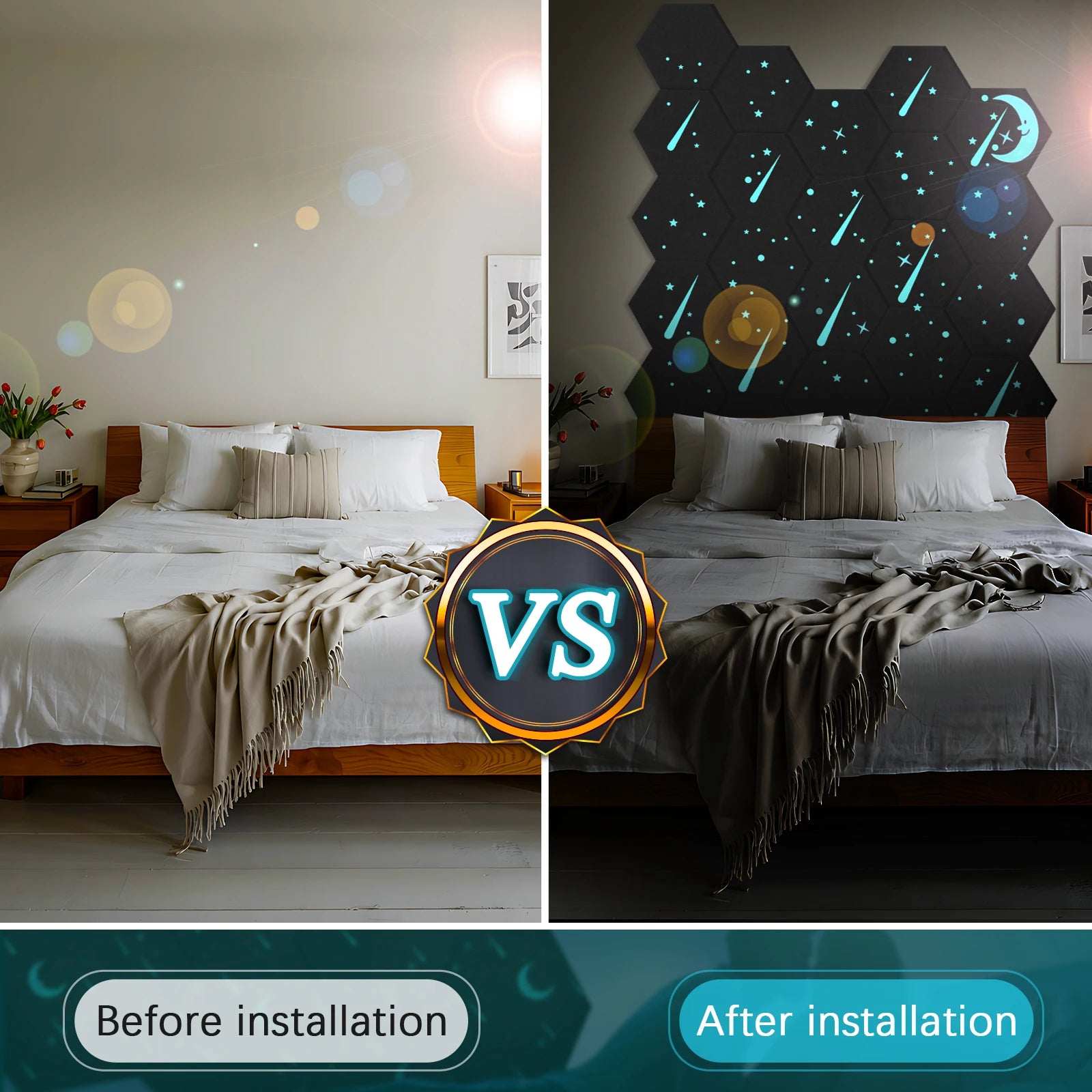 18-Pack Hexagonal Self-Adhesive Acoustic Panels