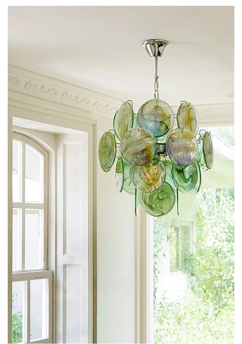 Murano-Style Pink Glass Chandelier